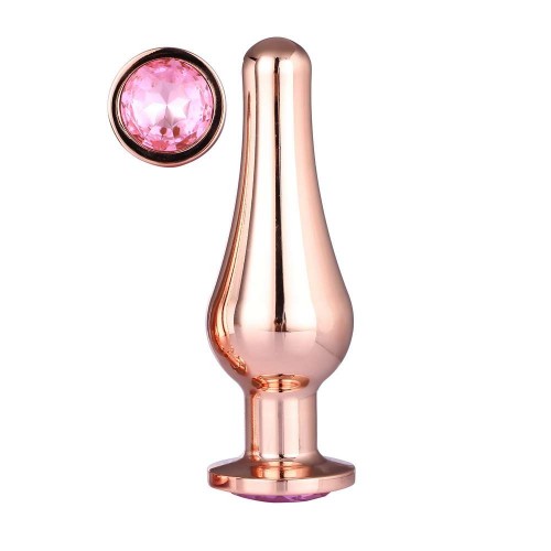 Χρυσή Μεταλλική Σφήνα Με Κόσμημα - Dream Toys Gleaming Love Rose Gold Pleasure Plug Large 12.7cm