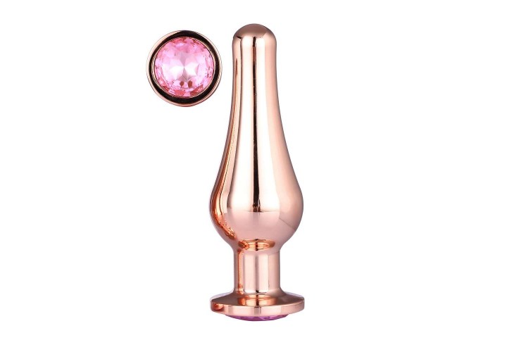 Χρυσή Μεταλλική Σφήνα Με Κόσμημα - Dream Toys Gleaming Love Rose Gold Pleasure Plug Large 12.7cm