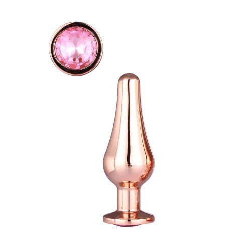 Χρυσή Μεταλλική Σφήνα Με Κόσμημα - Dream Toys Gleaming Love Rose Gold Pleasure Plug Small 9cm