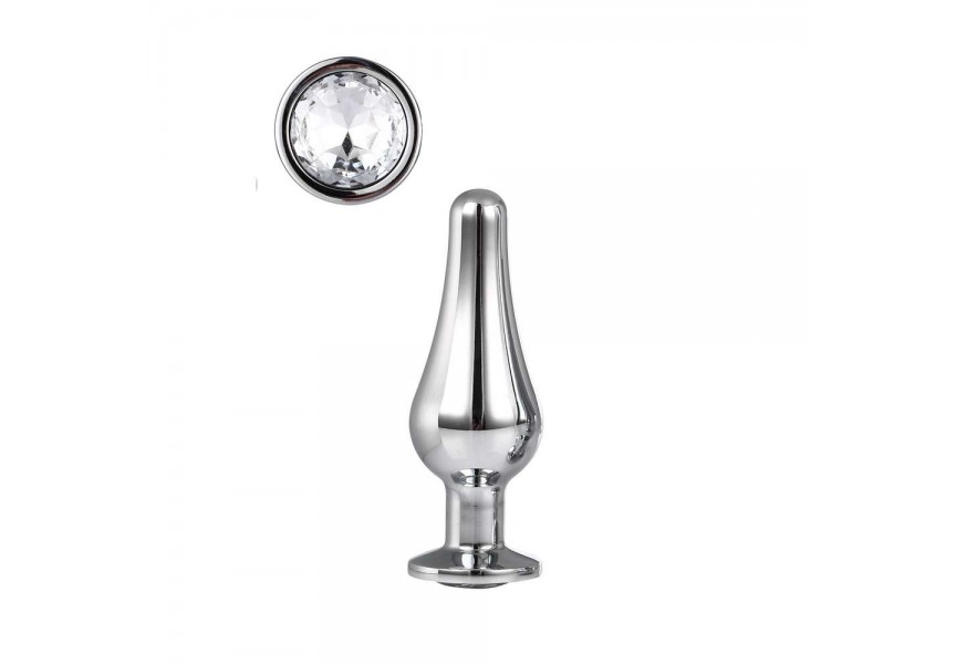 Ασημί Μεταλλική Σφήνα Με Κόσμημα - Dream Toys Gleaming Love Silver Pleasure Plug Small 9cm