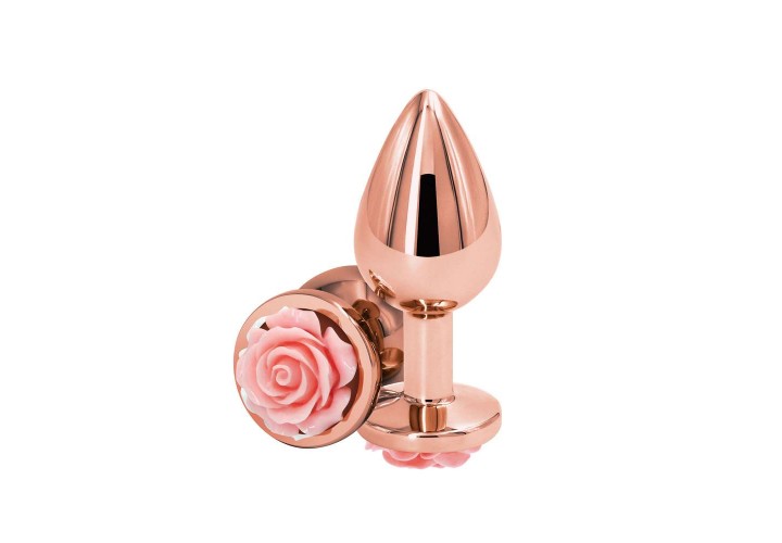 Χάλκινη Μεταλλική Σφήνα Ροζ Τριαντάφυλλο - Rose Buttplug Pink Medium