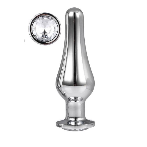 Ασημί Μεταλλική Σφήνα Με Κόσμημα - Gleaming Love Silver Pleasure Plug Large