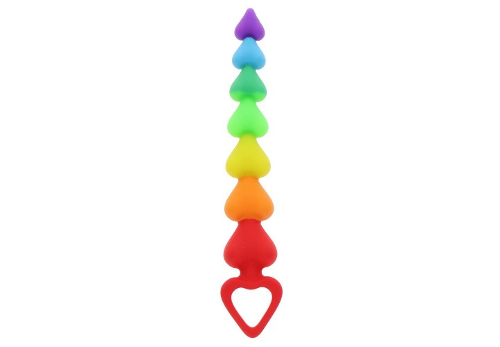 Πολύχρωμες Πρωκτικές Μπίλιες Σιλικόνης - ToyJoy Rainbow Heart Beads 21.5cm