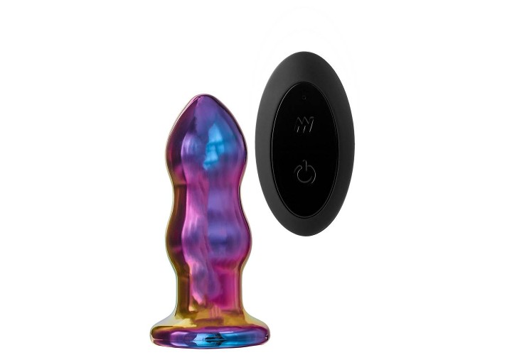 Ασύρματη Γυάλινη Δονούμενη Πρωκτική Σφήνα - Dream Toys Glamour Glass Remote Vibe Curved Plug 11.2cm