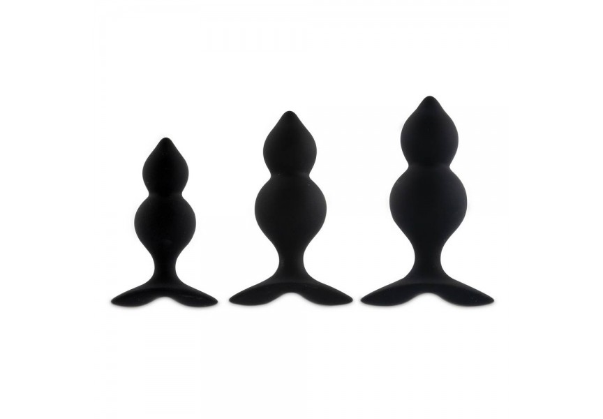 Σετ Πρωκτικές Σφήνες Σιλικόνης - Feelztoys Bibi Twin Butt Plug Set 3 Pieces Black