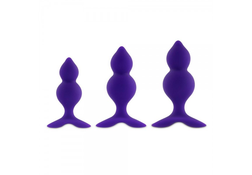 Σετ Πρωκτικές Σφήνες Σιλικόνης - Feelztoys Bibi Twin Butt Plug Set 3 Pieces Purple