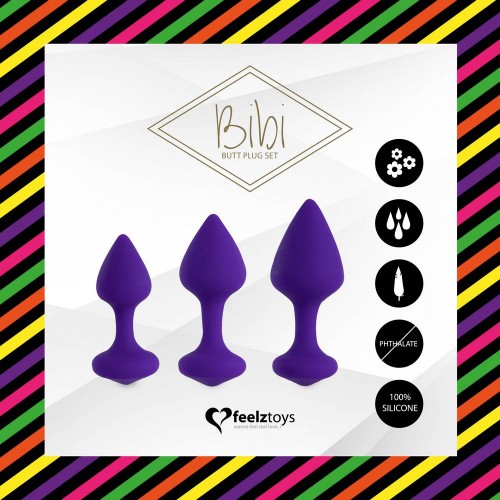 Σετ Πρωκτικές Σφήνες Σιλικόνης - Feelztoys Bibi Butt Plug Set 3 Pieces Purple