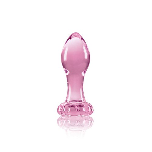 Ροζ Γυάλινη Πρωκτική Σφήνα - Crystal Flower Pink 9cm