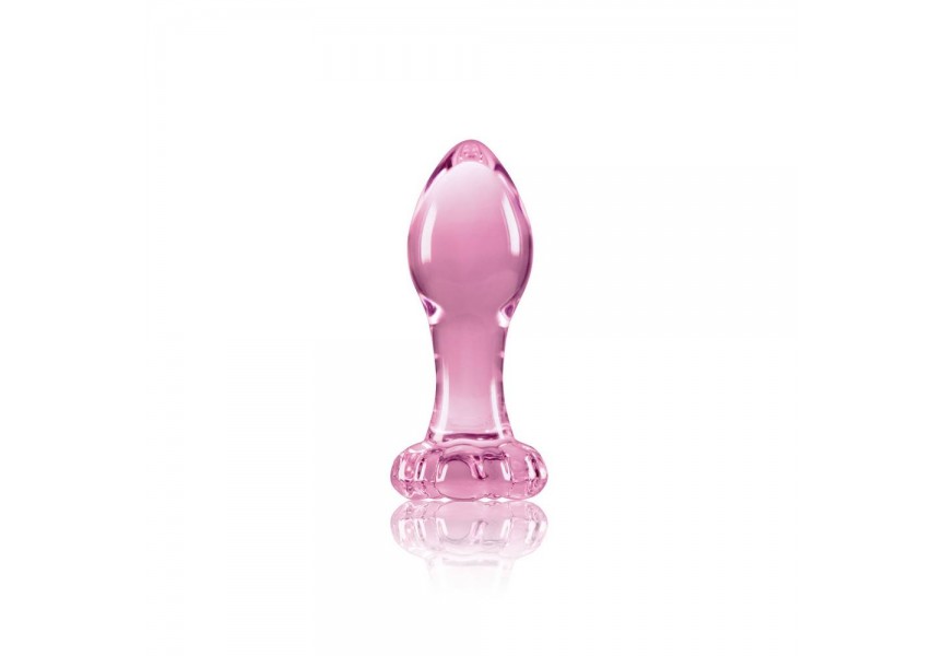 Ροζ Γυάλινη Πρωκτική Σφήνα - Crystal Flower Pink 9cm
