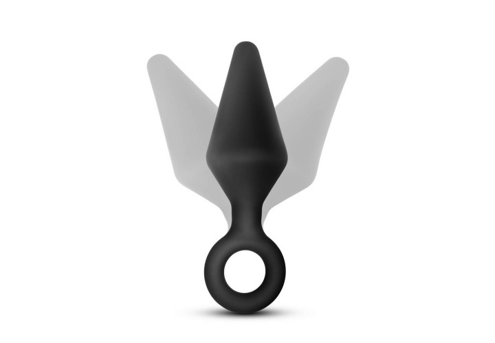 Μαύρη Σφήνα Σιλικόνης Με Δαχτυλίδι - Anal Adventures Platinum Silicone Loop Plug Medium Black 11.4cm