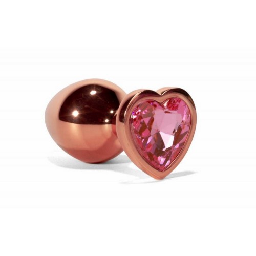 Χάλκινη Μεταλλική Σφήνα Με Κόσμημα - X Men Secret Shine Metal Butt Plug Rose Gold Heart Large