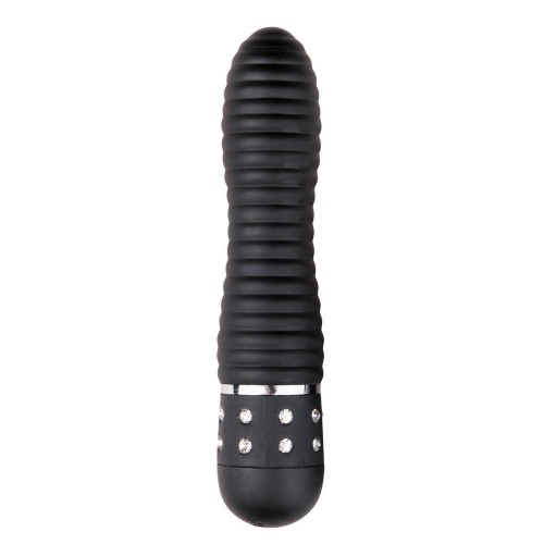 Μαύρος Μίνι Δονητής Με Στρας - Mini Vibrator Ribbed Black 11.4cm