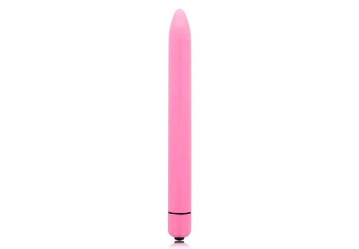 Ροζ Κλασικός Λεπτός Δονητής - Glossy Slim Vibrator Deep Rose