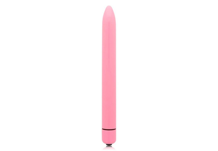 Ροζ Κλασικός Λεπτός Δονητής - Glossy Slim Vibrator Pink