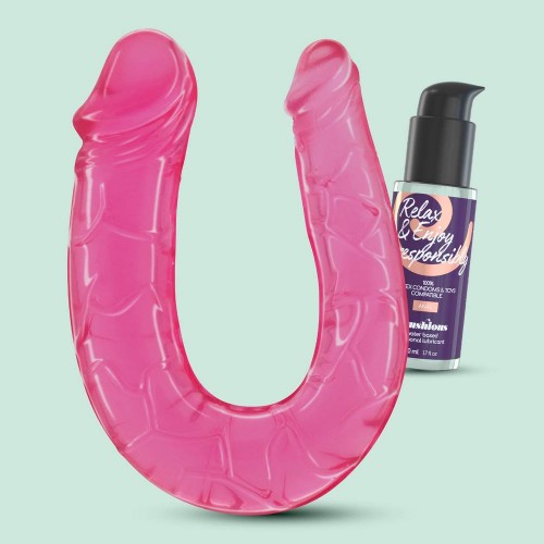 Crushious Deep Diver Double Dildo With Anal Lubricant Pink 27cm