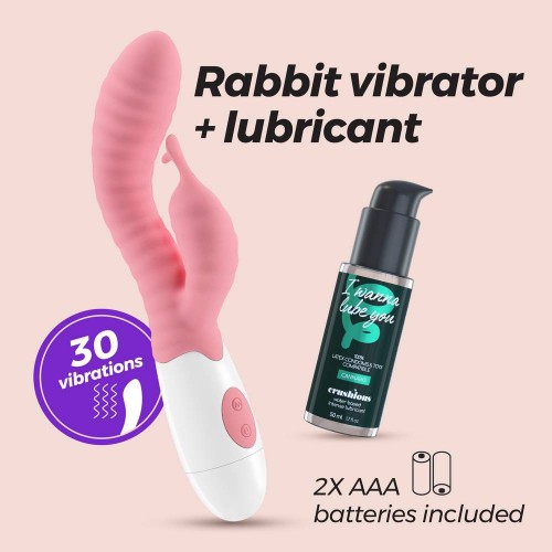 Gummie Rabbit Vibrator Pink With Waterbased Lubricant 20cm