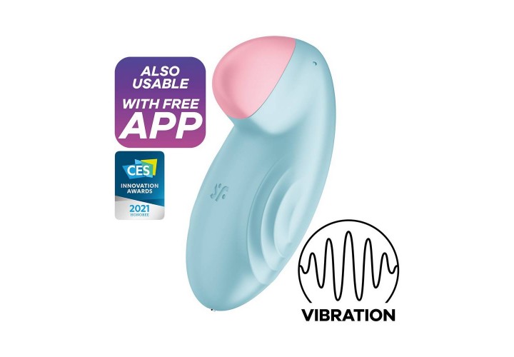 Κλειτοριδικός Δονητής Με Εφαρμογή Κινητού - Satisfyer Tropical Tip Lay On Vibrator Blue/Pink 8.5cm
