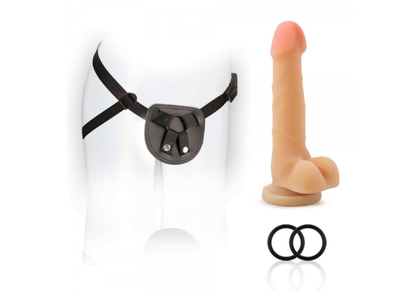 Ρεαλιστικό Ομοίωμα Πέους Με Ζώνη - Blush SX Strap On Harness For You Kit With Cock 18cm