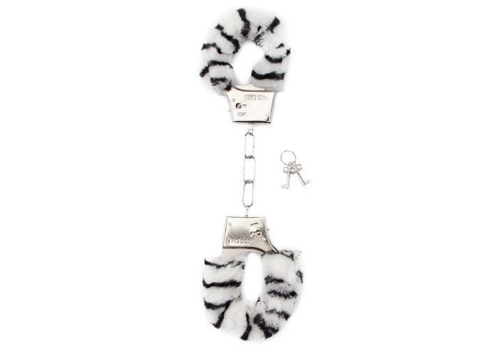 Χειροπέδες Με Ζεβρέ Γουνάκι - Furry Handcuffs Zebra