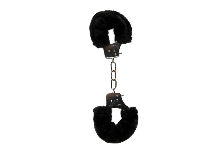 Μεταλλικές Χειροπέδες Με Μαύρο Γουνάκι - Furry Handcuffs Black