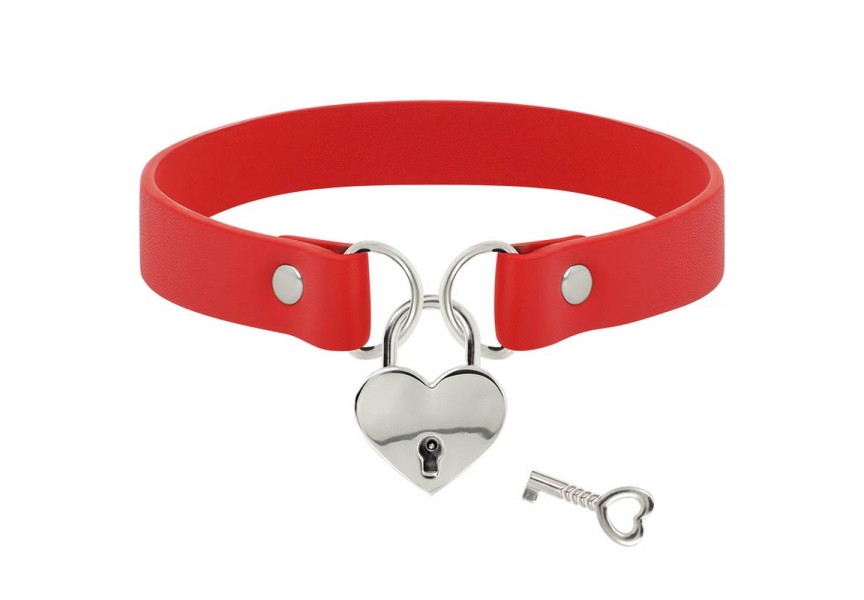 Coquette Chic Desire Hand Crafted Choker Keys Heart Red