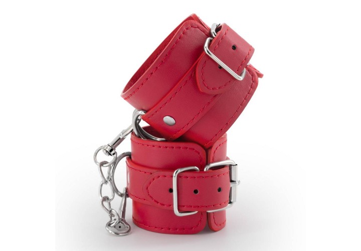 Κόκκινες Δερμάτινες Χειροπέδες - Crushious Bondage Love Leather Handcuffs Red