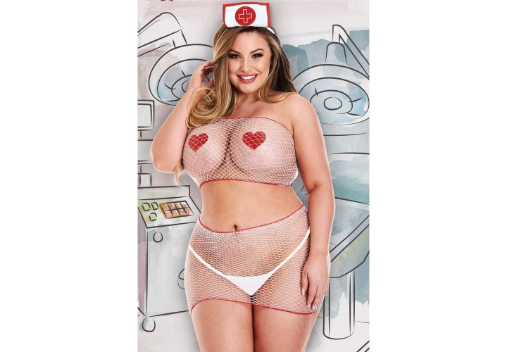 Σέξι Διχτυωτή Στολή Νοσοκόμας - Night Shift Nurse 4pc Set Queen Size