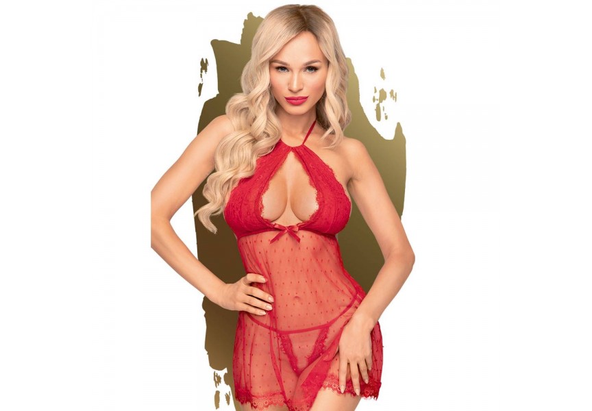 Κόκκινο Δαντελωτό Baby Doll & Στρίνγκ - Penthouse Libido Boost Babydoll Red