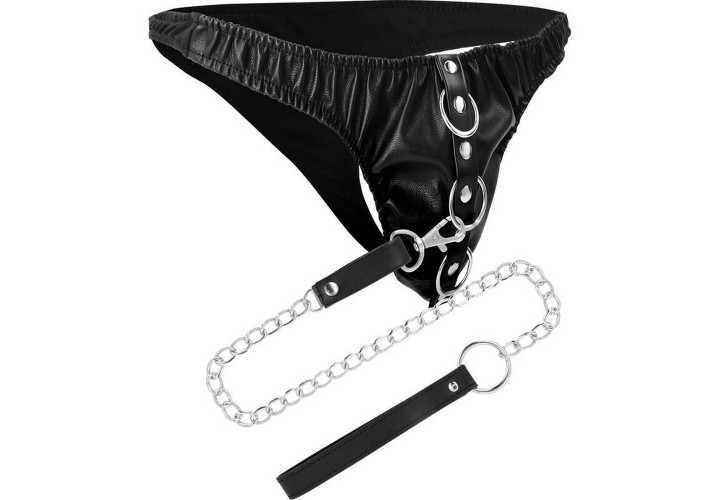 Darkness Black Underpants With Leash