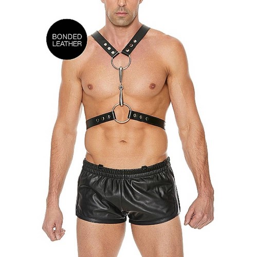 Δερμάτινοι Ιμάντες Στήθους Mε Κρίκους - Shots Ouch Men's Harness With Metal Bit One Size Black