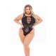 Μαύρο Διχτυωτό Κορμάκι - Pink Lipstick Duchess Highneck Bodysuit Black Plus Size