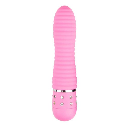 Ροζ Μίνι Δονητής Με Στρας - Mini Vibrator Ribbed Pink 11.4cm