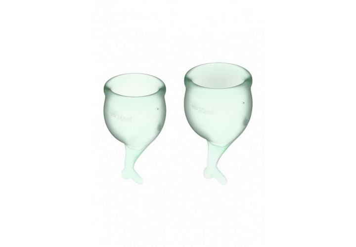 Εμμηνορροϊκά Κύπελλα Περιόδου Σιλικόνης - Satisfyer Feel Secure Menstrual Cup Set Light Green