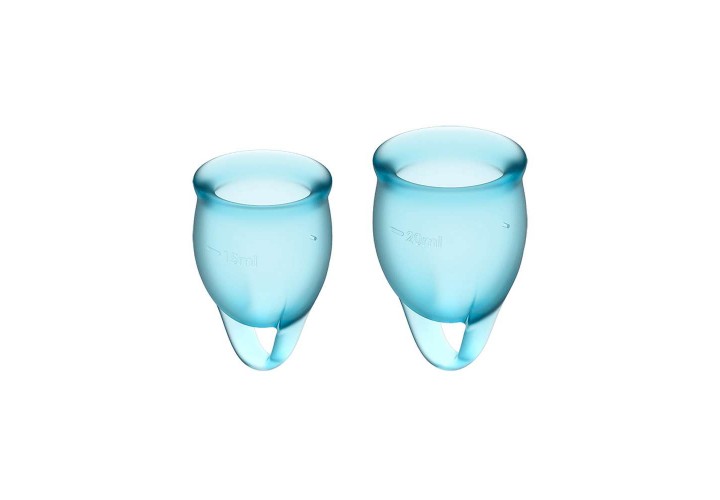 Εμμηνορροϊκά Κύπελλα Περιόδου Σιλικόνης - Satisfyer Feel Confident Menstrual Cup Set Light Blue