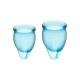 Εμμηνορροϊκά Κύπελλα Περιόδου Σιλικόνης - Satisfyer Feel Confident Menstrual Cup Set Light Blue