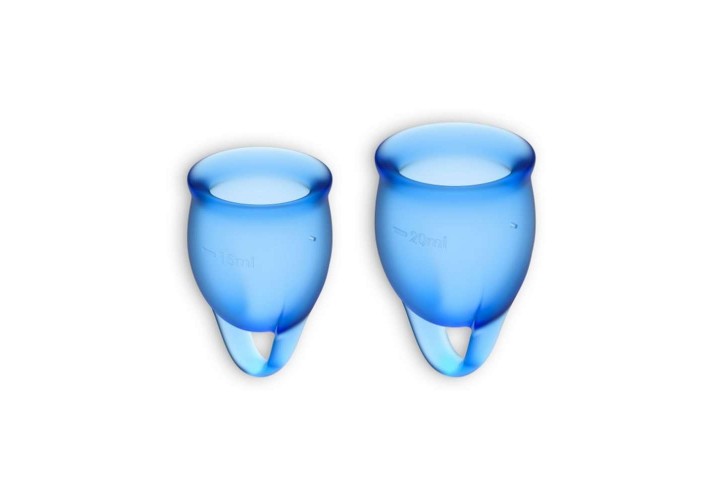 Εμμηνορροϊκά Κύπελλα Περιόδου Σιλικόνης - Satisfyer Feel Confident Menstrual Cup Set Dark Blue