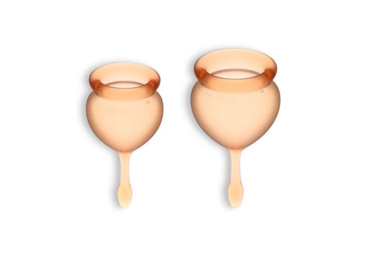 Εμμηνορροϊκά Κύπελλα Περιόδου Σιλικόνης - Satisfyer Feel Good Menstrual Cup Set Orange