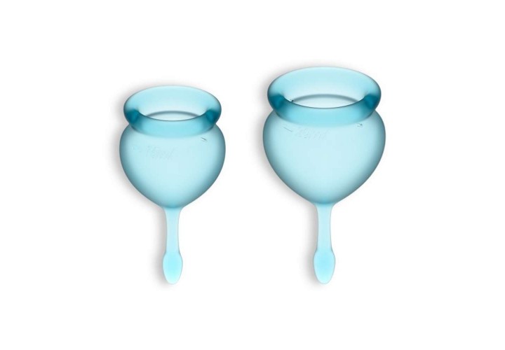 Εμμηνορροϊκά Κύπελλα Περιόδου Σιλικόνης - Satisfyer Feel Good Menstrual Cup Set Light Blue