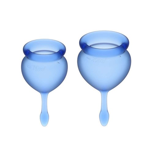 Εμμηνορροϊκά Κύπελλα Περιόδου Σιλικόνης - Satisfyer Feel Good Menstrual Cup Set Dark Blue