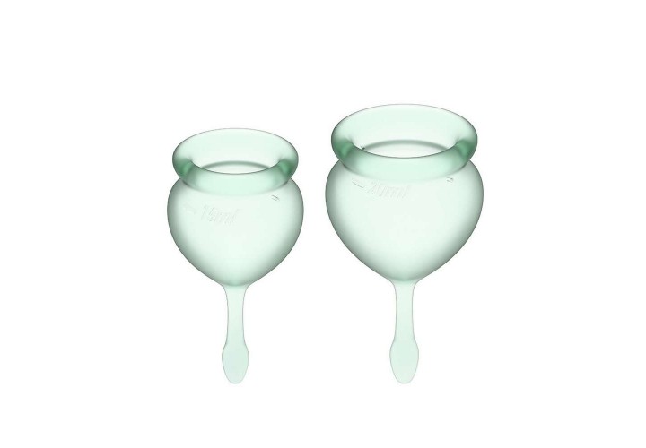 Εμμηνορροϊκά Κύπελλα Περιόδου Σιλικόνης - Satisfyer Feel Good Menstrual Cup Set Light Green