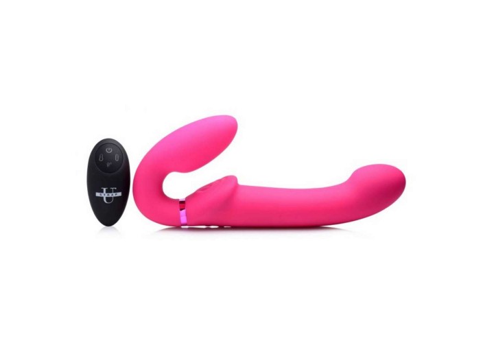 Ασύρματο Φουσκωτό Διπλό Στραπόν Χωρίς Ζώνη - G Pulse Vibrating Strapless Dildo With Remote Control Pink